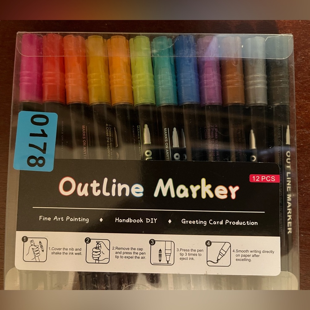 12-Piece Outline Marker Set multi color ink drawing art crafts